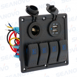Панель розетка12V+USB+4 фикс переключателя
